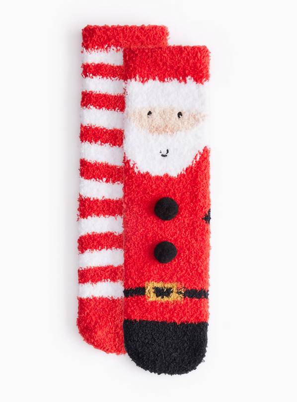 Christmas Santa Cosy Socks 2 Pack 4-6.5